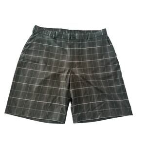 Pebble Beach Performance Golf Shorts Men's 38 Black Plaid 9 1/2” Inseam #3786